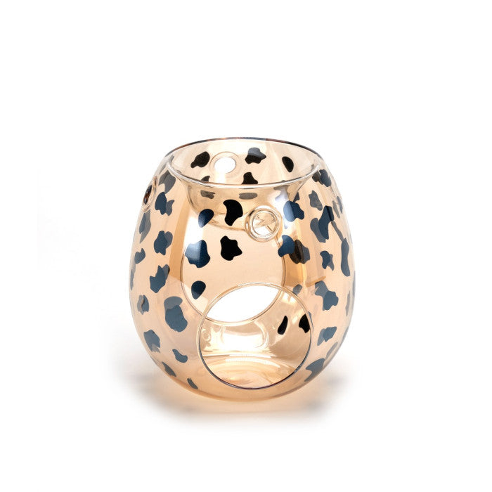 Cheetah Print Glass Tealight Burner